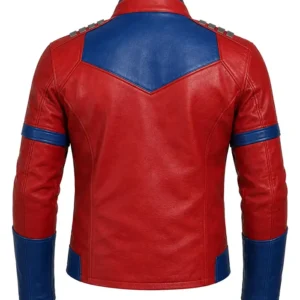 order now Peacemaker Red & Blue Cosplay Leather Jacket