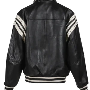 order now Pelle Pelle Encrusted Black Leather Varsity Jacket