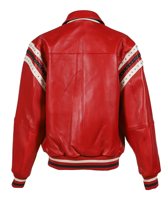 order now Pelle Pelle Encrusted Red Leather Varsity Jacket