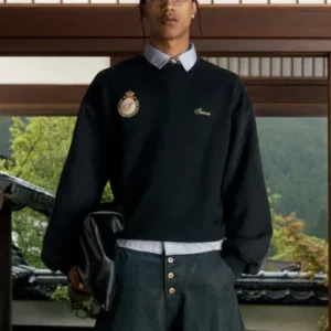 order now Shinzo Aged Black Cotton Jersey Crewneck Sweatshirt