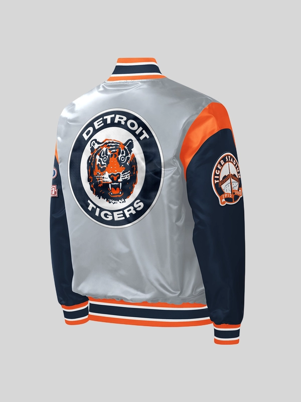 order now Starter Gray Detroit Tigers Satin Jacket