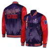 order now Super Bowl LVIII Purple and Red Varsity Satin Jacket