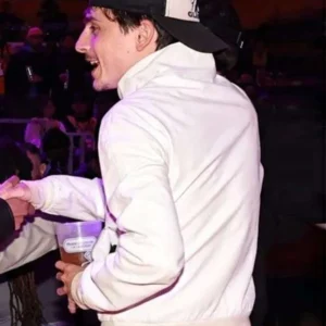 order now Timothee Chalamet White Bomber Jacket