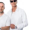 order now Tom Brady Michael Rubin White Party 2026 White Leather Jacket