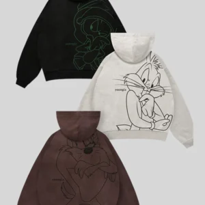 order now YoungLA x Looney Tunes Plaid Zip-Up Hoodie