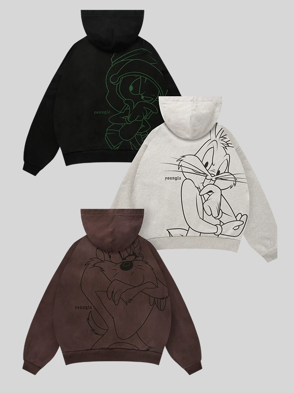 order now YoungLA x Looney Tunes Plaid Zip-Up Hoodie