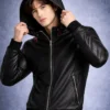 order now Yuji Itadori Hooded Leather Bomber Jacket