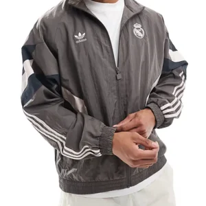 order now adidas Real Madrid Track Top Jacket Charcoal Grey