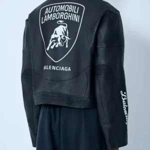 shop Balenciaga x Automobili Lamborghini Black Leather Jacket