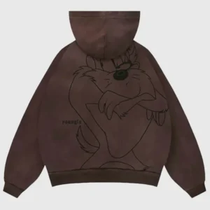 shop YoungLA x Looney Tunes Plaid Zip-Up Hoodie