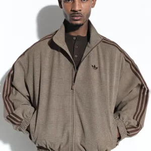 shop now Adidas x ASOS Brown Plaid Track Jacket