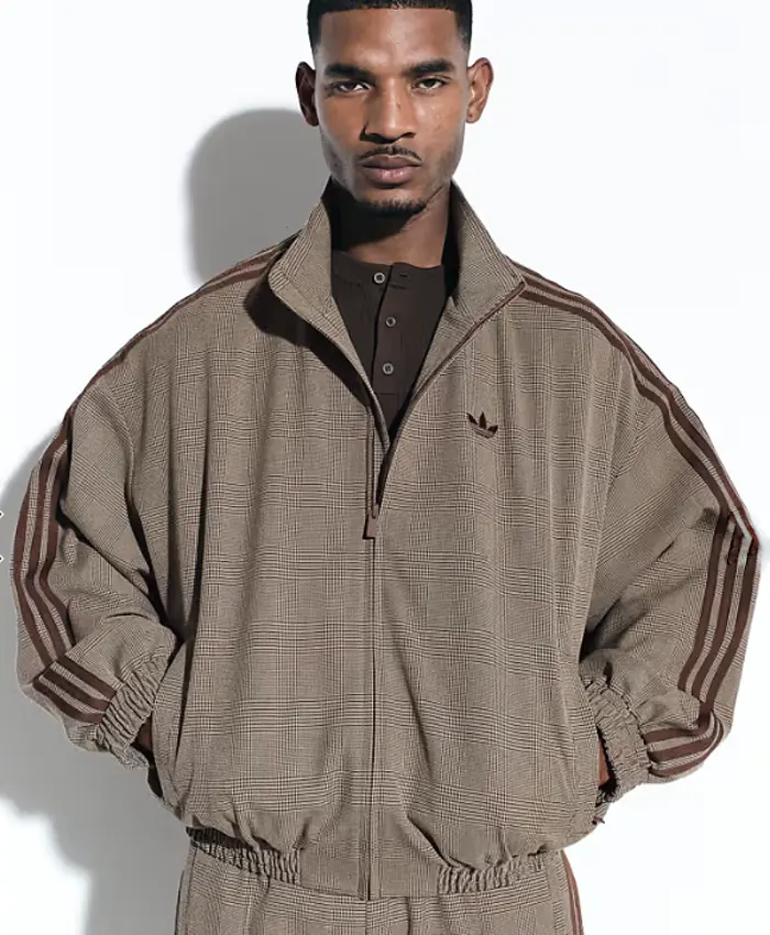 shop now Adidas x ASOS Brown Plaid Track Jacket