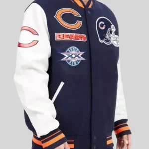 shop now Chicago Bears Navy Blue Varsity Jacket