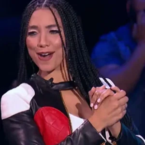 shop now Corinne Foxx Beat Shazam Black and White Leather Jacket