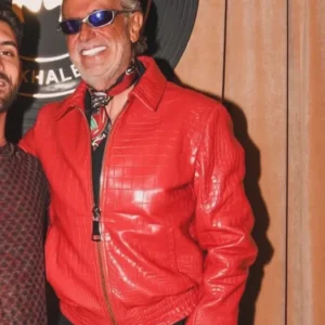 shop now Jeff Hamilton We The Best Red Croc Leather Jacket