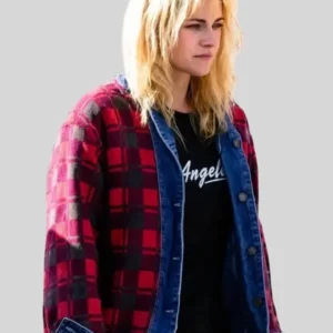 shop now Kristen Stewart Reversible Plaid Denim Jacket