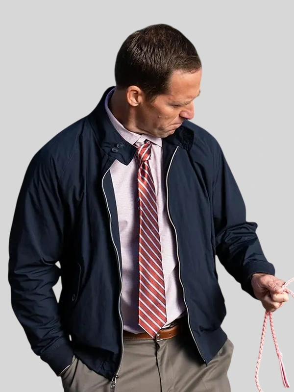 shop now Loot Nat Faxon Blue Bomber Jacket