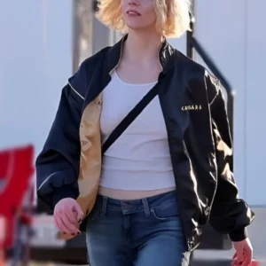 shop now Lucky S01 Anya Taylor-Joy Black Bomber Jacket