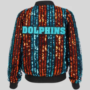 shop now Miami Dolphins Sequin Bomber Jacket
