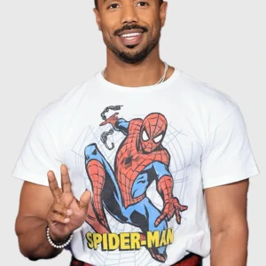 shop now Michael B Jordan Spider-Man Premiere T-Shirt For Sale