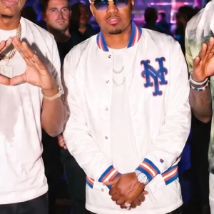 shop now Nas JAŸ-Z 30 Yankee Stadium New York White Varsity Jacket
