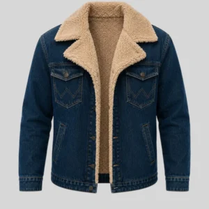 shop now Natalie Alyn Lind Denim Sherpa Jacket