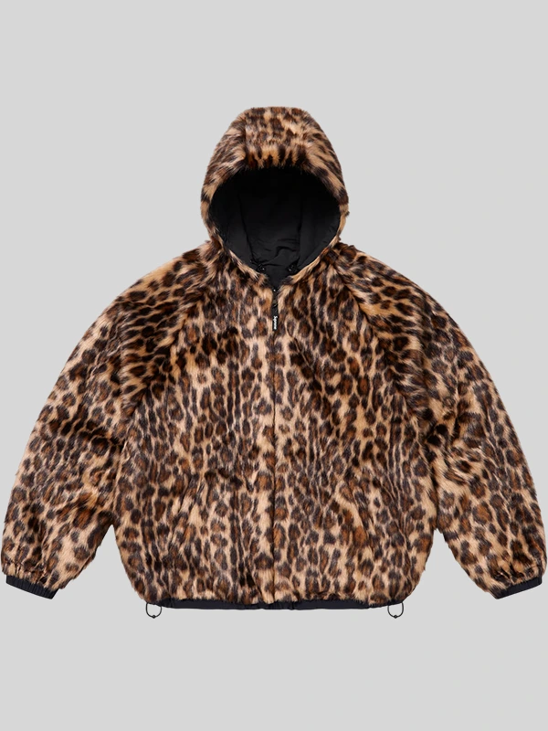 Faux Fur Reversible Supreme Hooded Track Jacket - Image 7