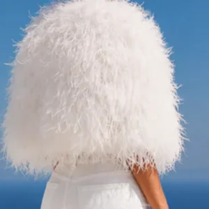 shop now The Obsession Feather Cape White Jacket
