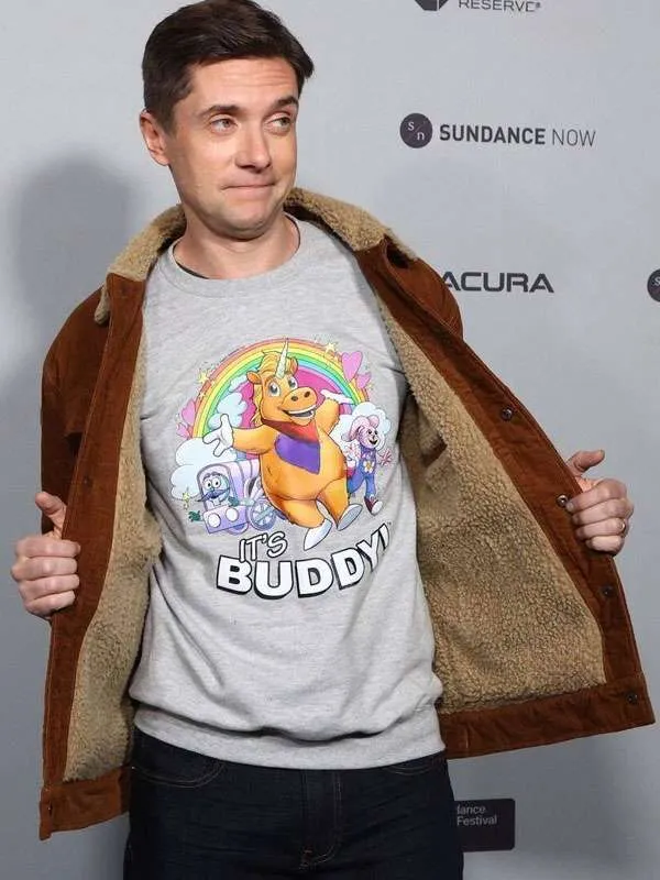 shop now Topher Grace Buddy Premiere 2026 Brown Corduroy Jacket