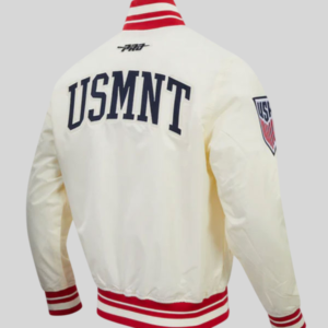 shop now US Soccer MNT Classic Chenille Satin Varsity Jacket