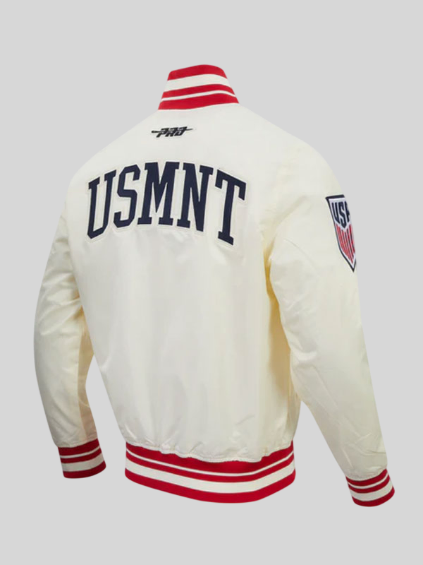 shop now US Soccer MNT Classic Chenille Satin Varsity Jacket