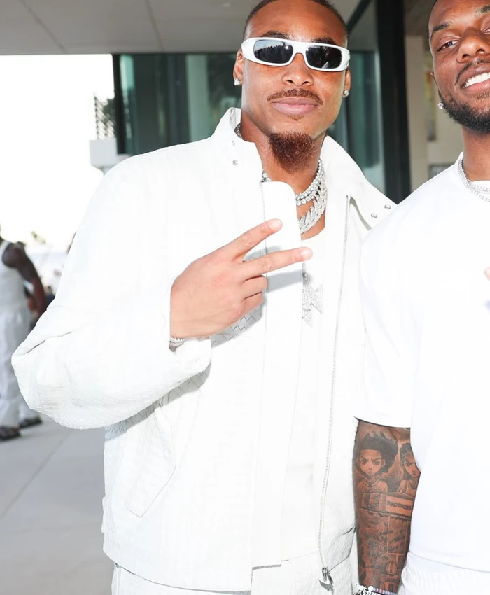 shop nwo Justin Jefferson White Party 2026 White Leather Jacket