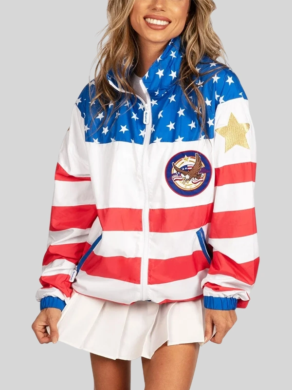 shop nwo Women’s American Flag Windbreaker Jacket