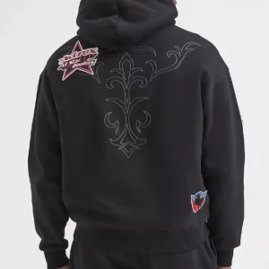 AVIREX x Wrangle Unisex Multi-Patch Black Hoodie For Sale