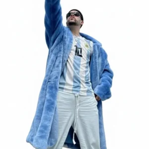 Bad Bunny World Tour 2026 Adidas x Ivy Park Blue Fur Coat