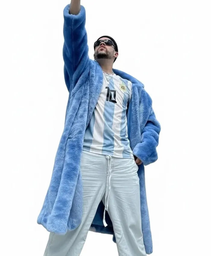 Bad Bunny World Tour 2026 Adidas x Ivy Park Blue Fur Coat