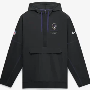 Baltimore Ravens Nike Sideline Black Anorak Half-Zip Hooded Jacket