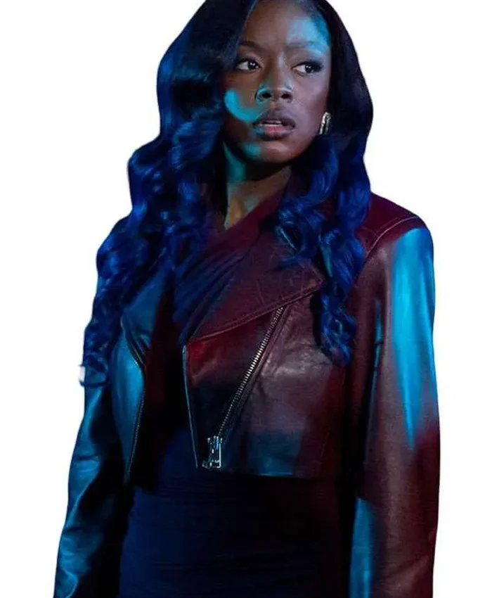 Beauty in Black S02 Rain Cropped Leather Jacket