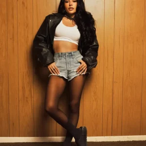 Becky G UGG x Willy Chavarria Black Biker Leather Jacket