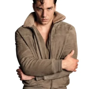 Belmont Cameli VMAN Photoshoot Suede Jacket