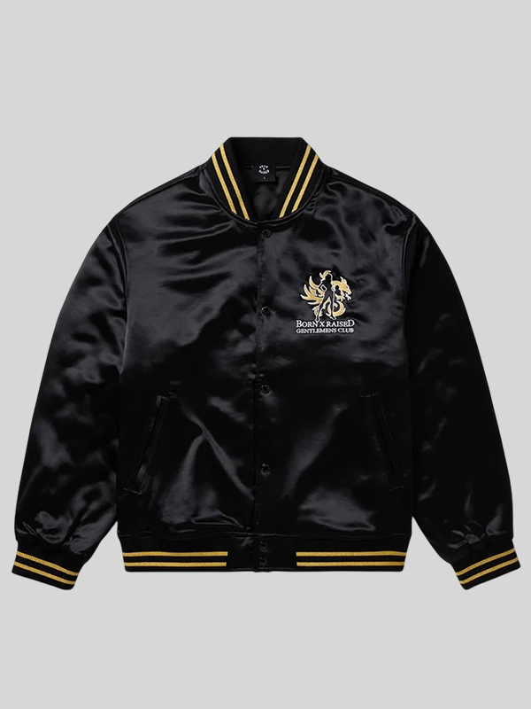 Born x Raised Gentlemens Club Black Varsity Jacket