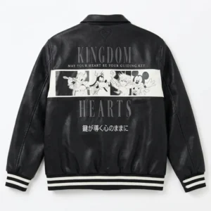 Boxlunch D23 Kingdom Hearts Black Leather Bomber Jacket For Sale