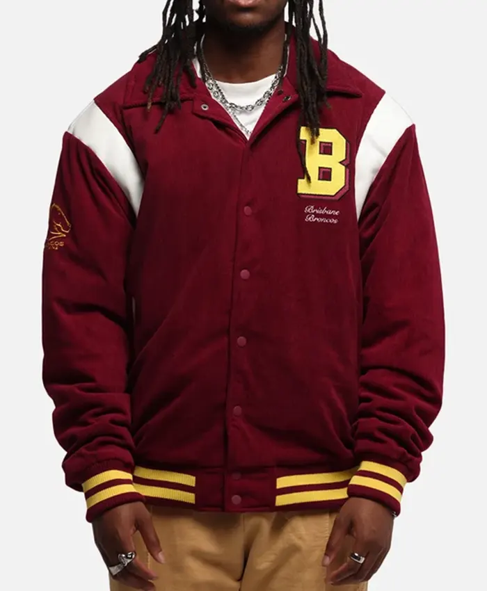 Brisbane Broncos NRL 1908 Maroon Varsity Jacket