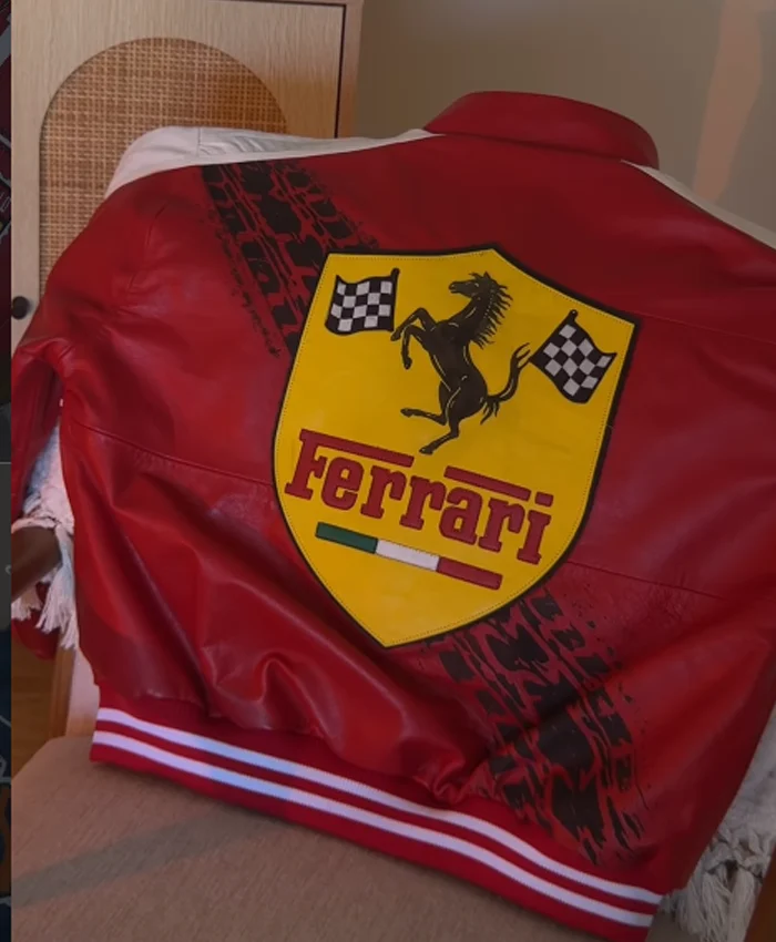 Buy Ferrari F1 Red Leather Bomber Jacket