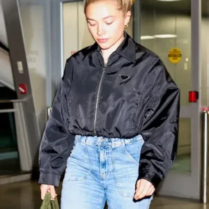 Buy Florence Pugh Black Cropped Prada Jacket