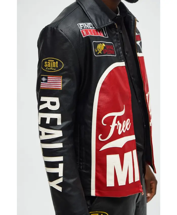 Buy Free Your Mind Faux Leather Racing Jacket