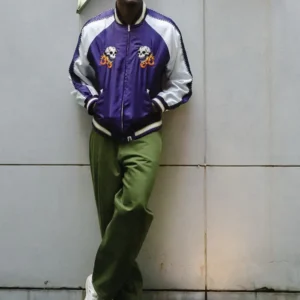 Buy Jalen Williams Bape Purple Satin Souvenir Jacket