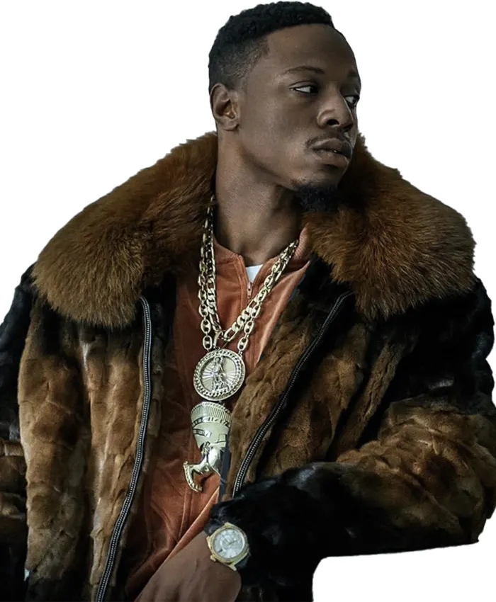 Buy Joey Bada$$ Power Book III Raising Kanan S03 Brown Fur Jacket