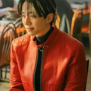 Buy Lee Jun-ho Typhoon Family Red Leather Jacket