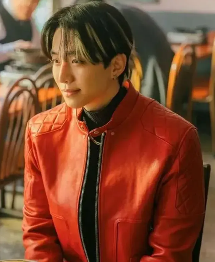 Buy Lee Jun-ho Typhoon Family Red Leather Jacket